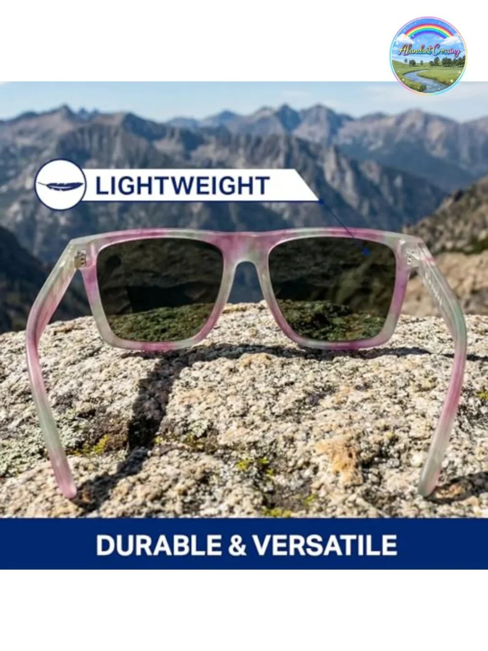 Polarized Sunglasses - Square Acetate Frame - 100% UV Protection - Medium-Large
